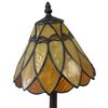 Image 2 : Stained Glass Table Lamp with Bronzed Base - 15" tall with 8" diameter shade