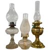 Image 1 : 3 Antique Kerosene Lamps with Chimneys
