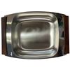 Image 3 : Group of 1970s Danish Modern Serving Trays and Dishes - Metal construction with wood accent handles