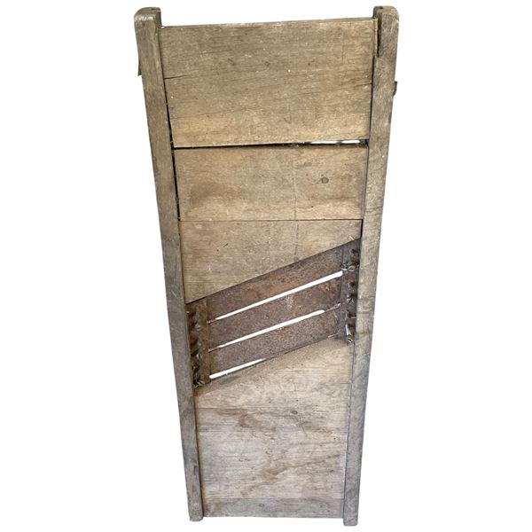 Vintage Wood & Metal Cabbage Shredder (9" x 26")