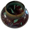 Image 2 : Coloured Art Glass Vase with Brass Rim (6" tall x 7" diameter)