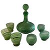 Image 1 : Italian Green Diamond Cut Decanter with 3 Matching Glasses & 3 Bohemian Glasses