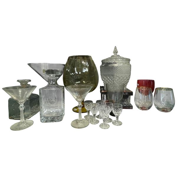 Group of  Crystal and Glass Barware