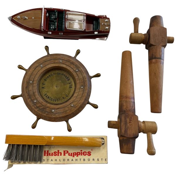 A. C. Benson Ship Yard Ashtray Frame, 2 Wood Keg Taps & Other Collectibles