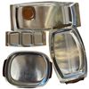 Image 2 : Group of 1970s Danish Modern Serving Trays and Dishes - Metal with wood accent handles and wood with