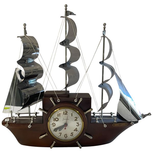1940s Sessions "Yankee Clipper" Ship Mantle Clock * 17" x 20" * Excellent Condition