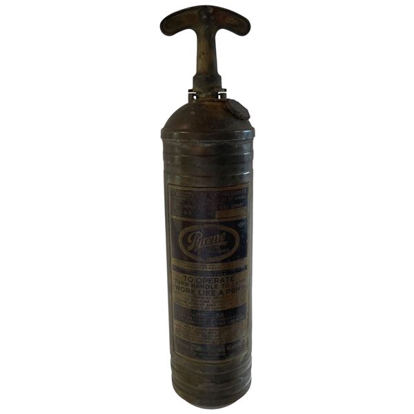 1940s-1950s Brass Pyrene Chemical Fire Extinguisher
