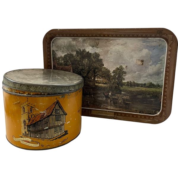 Vintage English  "Sweets of Purity" Tin and a Pectoral Tin Tray