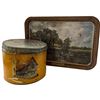 Image 1 : Vintage English  "Sweets of Purity" Tin and a Pectoral Tin Tray