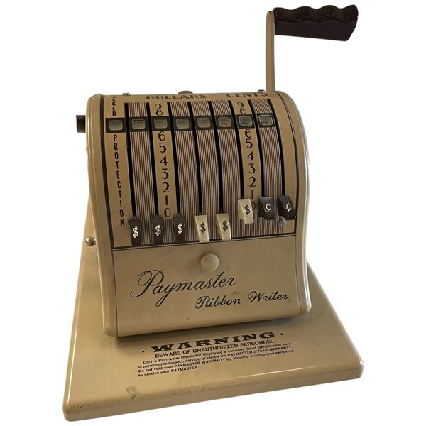 Vintage Paymaster  Cheque Writing Machine