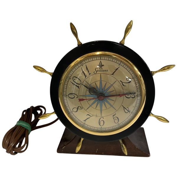Vintage Sessions Ship Wheel Clock - 6" diameter