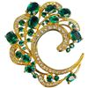 Image 2 : 2 Camrose & Kross JBK Brooches - Green Crystal Crescent & Ribbon with Rhinestones