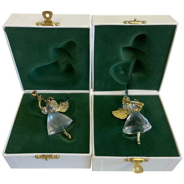 1997 & 1998 Swarovski Crystal Musical Angels Christmas Ornaments with Original  Boxes