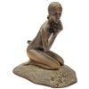 Image 1 : M Stetzler Bronze Coloured Ceramic Statue of Kneeling Woman (9.5" x 7" x 9" tall) - Believed to be f