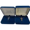 Image 1 : 2 Camrose & Kross JBK Crystal Cross Necklaces - 1.5" Gold-Tone & 1.25" Silver-Tone