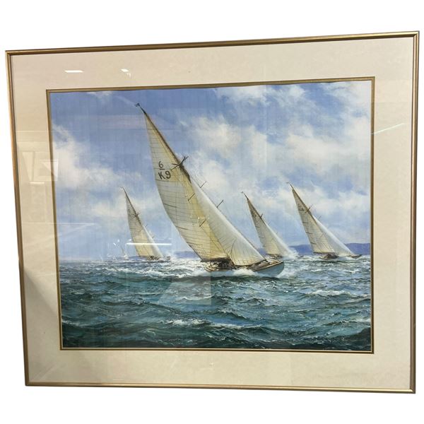 Axel Johansen Framed Print "The Race" (Double matted in a 30" x 26" frame)