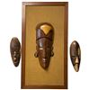 Image 1 : 3 Piece Group of Carved Wood African Art - The  large framed piece is 19" x 34"