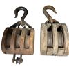 Image 1 : 2 Large Vintage Rustic Wood Pulleys for Block & Tackle