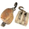 Image 3 : 2 Large Vintage Rustic Wood Pulleys for Block & Tackle
