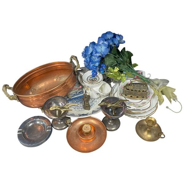 Large Group of Vintage Copper, Brass, China & Other Home Goods
