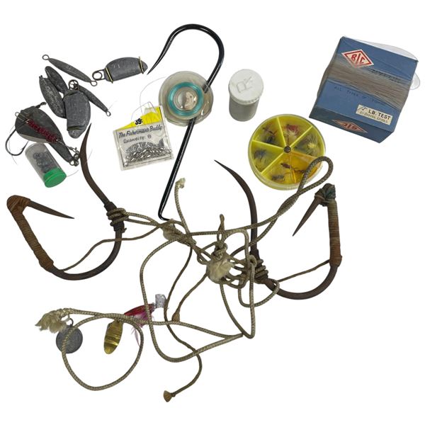 Large Metal Fish Hooks, Weights and Other Gear