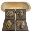 Image 1 : Wood Trencher & 4 Animal Head Plaques (formed resin on wood)