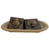 Image 4 : Wood Trencher & 4 Animal Head Plaques (formed resin on wood)