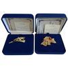 Image 1 : 2 Camrose & Kross JBK Brooches - Red & Clear Crystal Bow and Cricket on Leaf