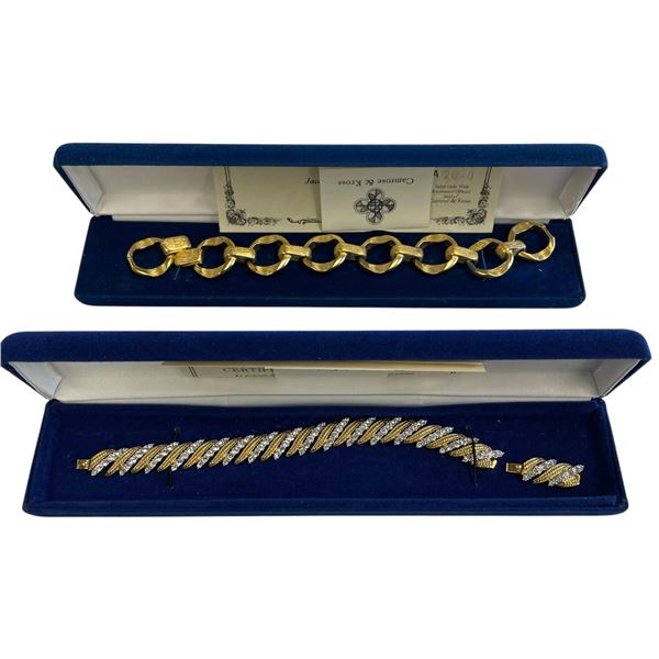 2 Camrose & Kross JBK Bracelets - Gold-Tone Circles & Crystal Channel with Extender