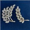 Image 2 : Set of 2 Camrose & Kross Crystal Leaf Brooches - One Single & 1 Double Stem