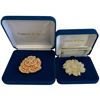 Image 1 : 2 Large Camrose & Ross JBK Crystal Brooches - Clear Crystal Flower & Faux Coral & Crystal Flower