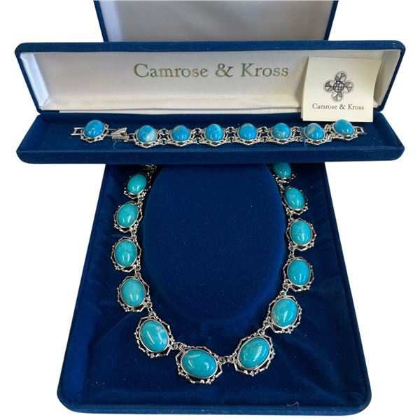 Camrose & Kross Silver-Tone & Blue Stone Necklace & Bracelet Set