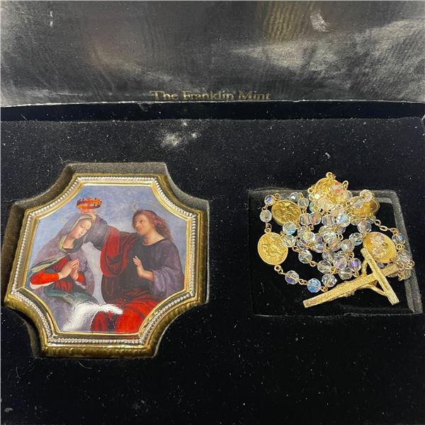 The Franklin Mint Glorious Mysteries Rosary Trinket Box with Rosary