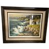 Image 1 : 1977 Lithograph "New England Lighthouse" By Tom Nichols (Exterior frame dimensions: 21" x 25")