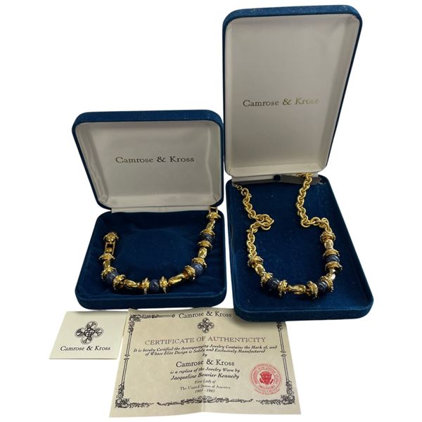 Camrose & Kross JBK Necklace & Bracelet Set  - Gold-tone with blue stones - In original cases with C