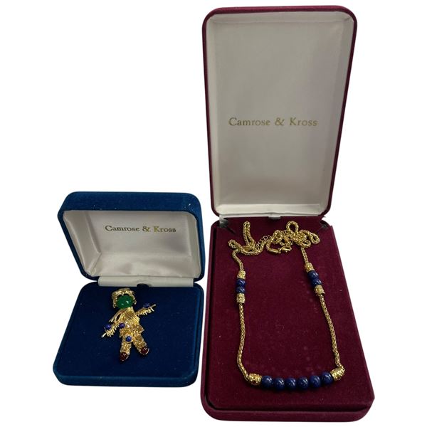 30" Camrose & Kross JBK Necklace & 2.75" Scarecrow Brooch - In original boxes with COAs.