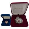 Image 1 : Gold Plated Sterling Silver JBK Crystal Ring (Size 8) & 3" Pink & Clear Crystal Brooch - In Original