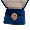 Image 3 : Gold Plated Sterling Silver JBK Crystal Ring (Size 8) & 3" Pink & Clear Crystal Brooch - In Original