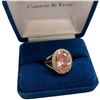 Image 4 : Gold Plated Sterling Silver JBK Crystal Ring (Size 8) & 3" Pink & Clear Crystal Brooch - In Original