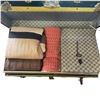 Image 3 : Vintage Storage Trunk Full of Household Textiles - Blankets, drapes, table linens
