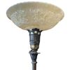 Image 2 : Vintage Brass Torchiere Lamp with Glass Shade and Wood Coat Rack