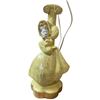 Image 2 : Vintage Ceramic Figural Lamp with Embroidered Shade - 27" tall at the top of the shade