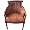 Image 1 : Vintage Mahogany Tub Chair with Red/Orange Upholstery