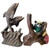 Image 1 : 2 Carved Wood Statues - Dolphins and Hand Painted Racoon (Fish is 12" Tall)