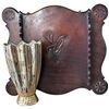 Image 1 : Gold Lustre Vase and Vintage Hand Carved Rack - Possibly for long pipes