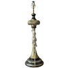 Image 1 : Black and Gold Painted Wood Lamp Base - 28" tall