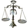 Image 1 : Decorative Metal Balance Scale with Glass Drops & Dishes - 18" tall x 20" wide