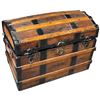Image 2 : Vintage Camel Back Trunk and Contents - Blankets, fabric and more