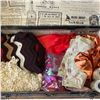 Image 3 : Vintage Camel Back Trunk and Contents - Blankets, fabric and more