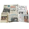 Image 1 : Stack of Vintage Newspapers with Historical Event Headlines - 1950s - 1980s